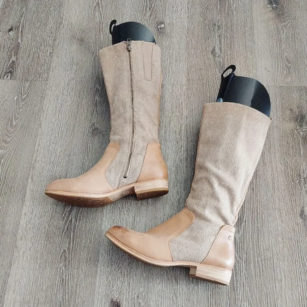 Womens Caterpillar Sabrina Tan Leather and Wool Riding Boots P310508 - Size 7.5